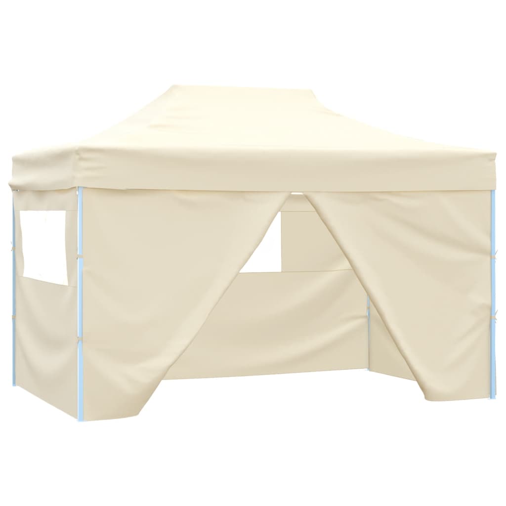 Pop-Up Hopfällbart Partytält Med 4 Sidoväggar 3X4,5 M Vit