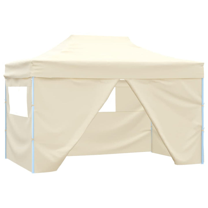 Pop-Up Hopfällbart Partytält Med 4 Sidoväggar 3X4,5 M Vit