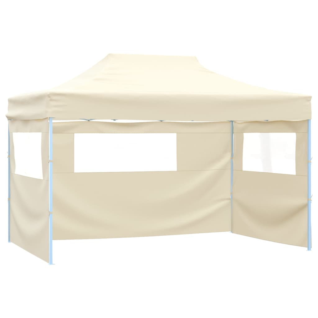 Pop-Up Hopfällbart Partytält Med 4 Sidoväggar 3X4,5 M Vit