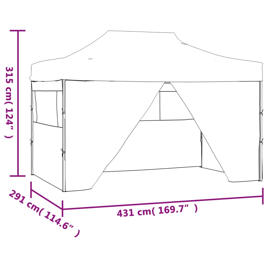 Pop-Up Hopfällbart Partytält Med 4 Sidoväggar 3X4,5 M Vit
