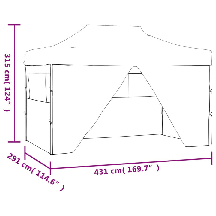 Pop-Up Hopfällbart Partytält Med 4 Sidoväggar 3X4,5 M Vit