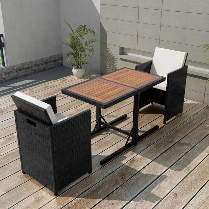 Bistrogrupp Med Dynor 3 Delar Konstrotting Svart