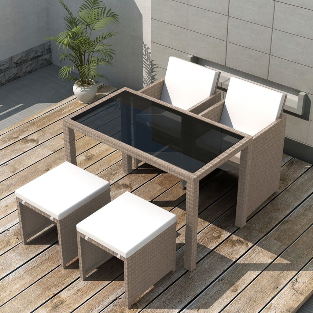 Matgrupp För Trädgården Med Dynor 13 Delar Konstrotting Beige