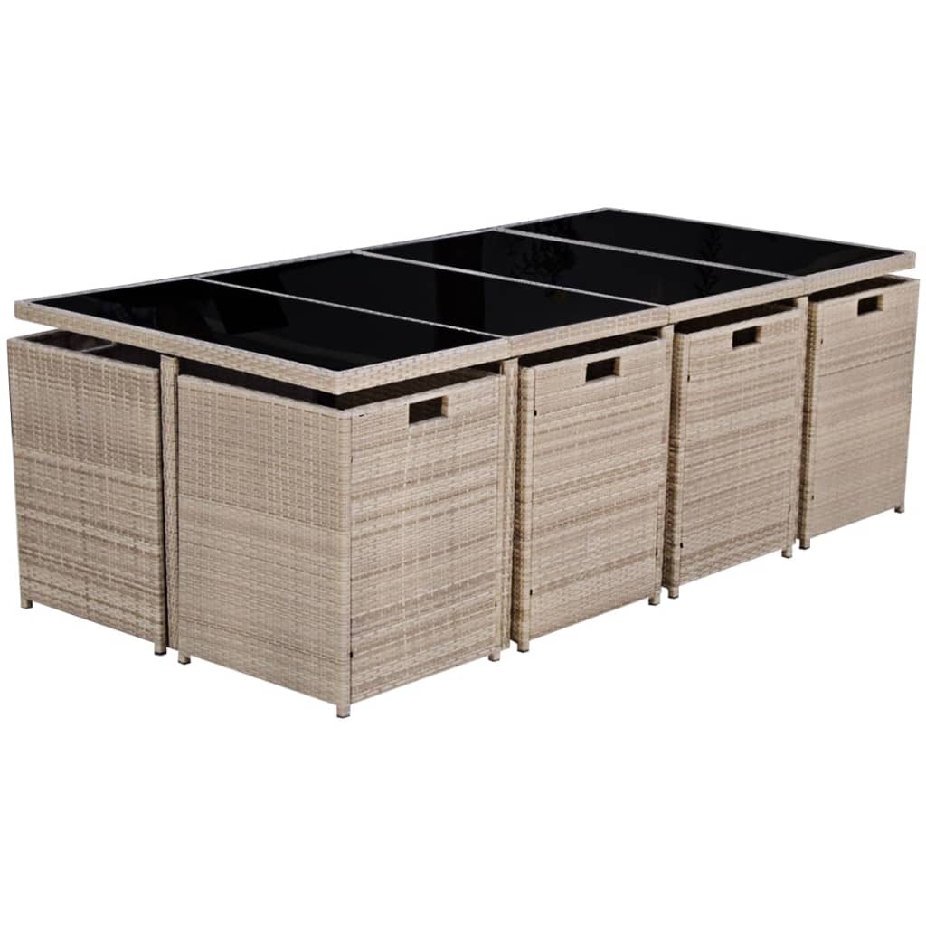 Matgrupp För Trädgården Med Dynor 13 Delar Konstrotting Beige