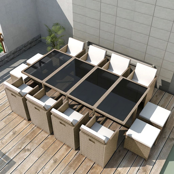 Matgrupp För Trädgården Med Dynor 13 Delar Konstrotting Beige