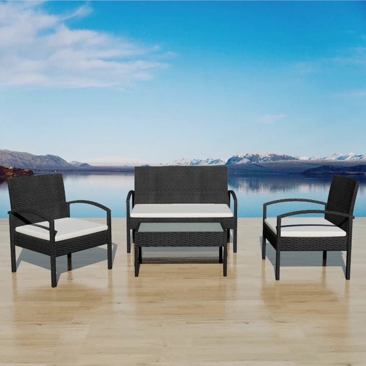 Loungegrupp För Trädgården Med Dynor 4 Delar Konstrotting