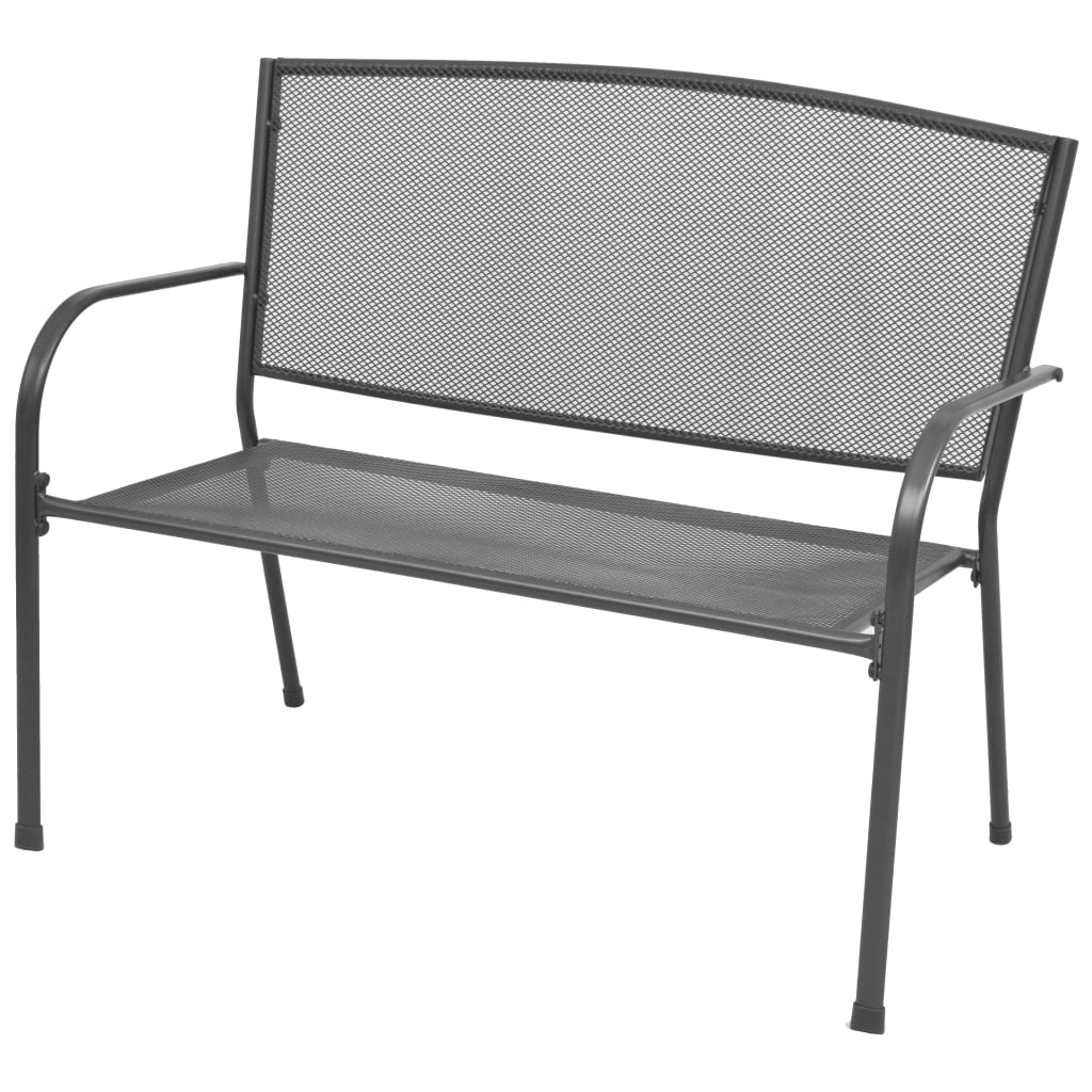 Trädgårdsbänk 108 Cm Stål Och Nät Antracit