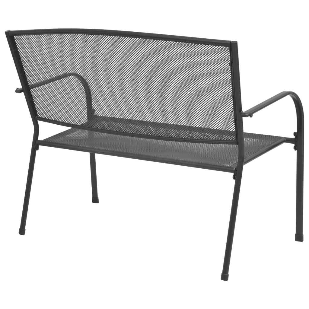 Trädgårdsbänk 108 Cm Stål Och Nät Antracit