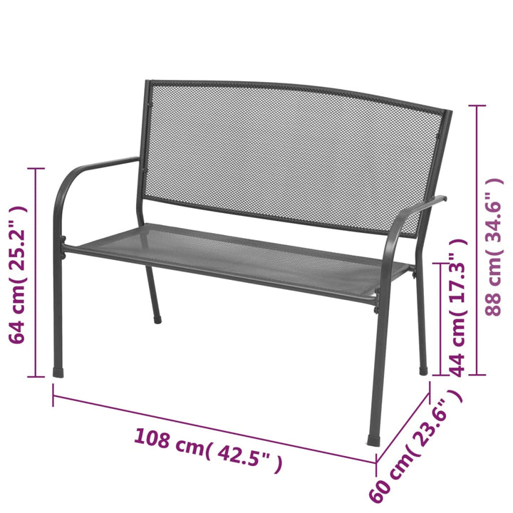 Trädgårdsbänk 108 Cm Stål Och Nät Antracit