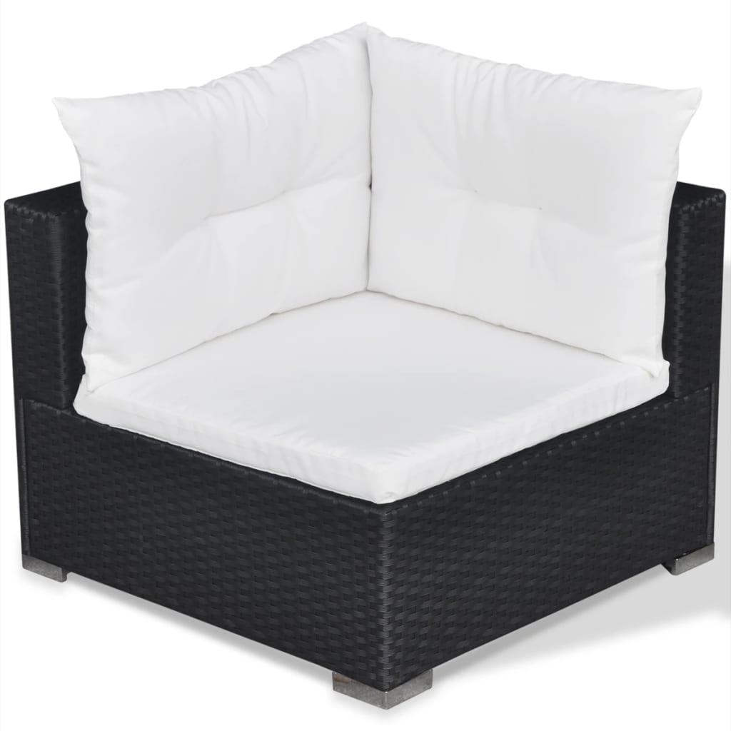 Loungegrupp Med Dynor 5 Delar Konstrotting Svart