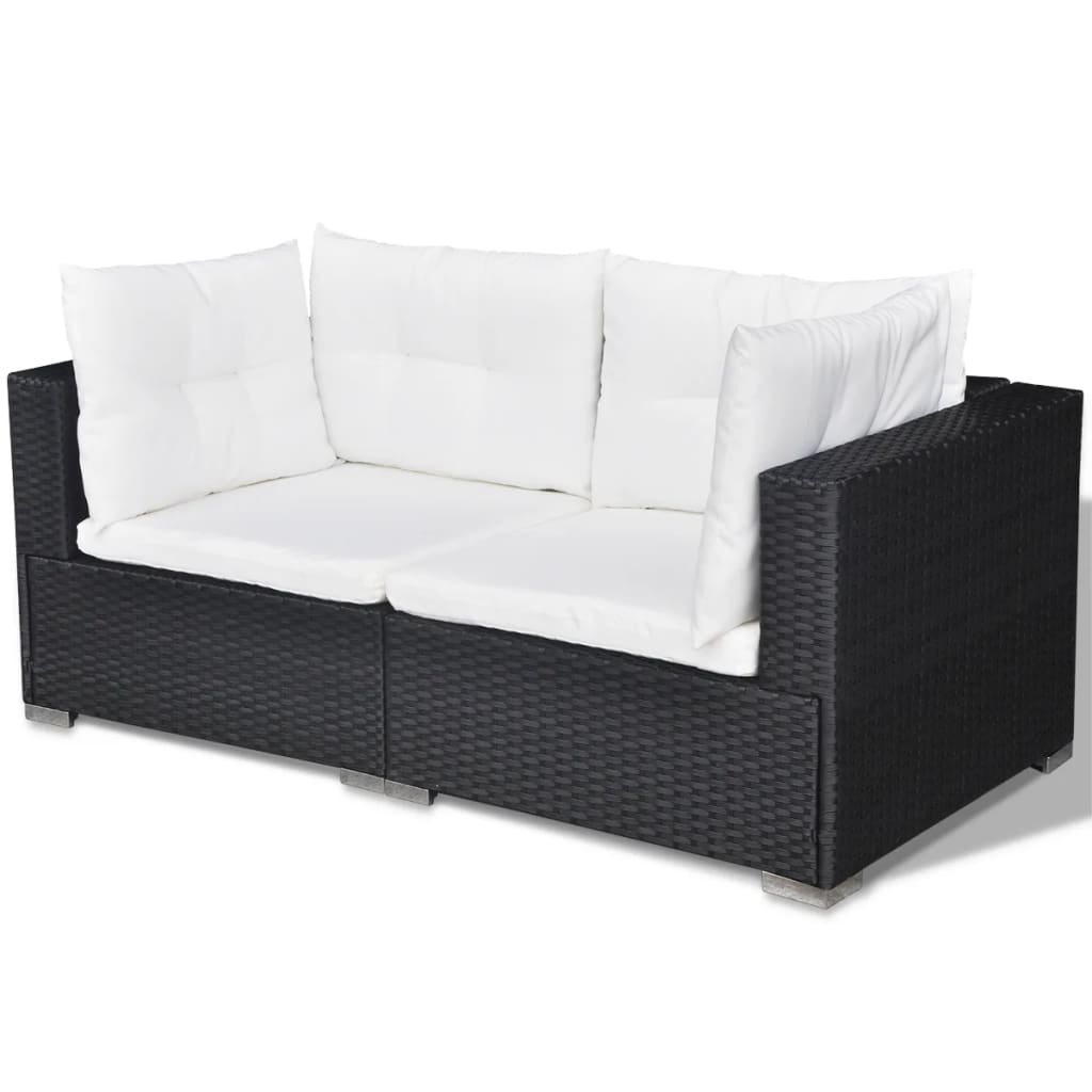 Loungegrupp Med Dynor 5 Delar Konstrotting Svart