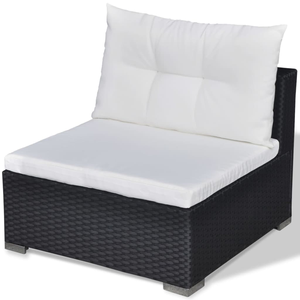 Loungegrupp Med Dynor 5 Delar Konstrotting Svart