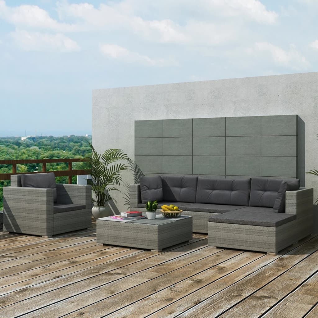 Loungegrupp Med Dynor 6 Delar Konstrotting
