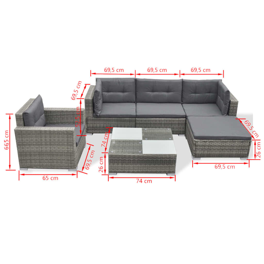 Loungegrupp Med Dynor 6 Delar Konstrotting