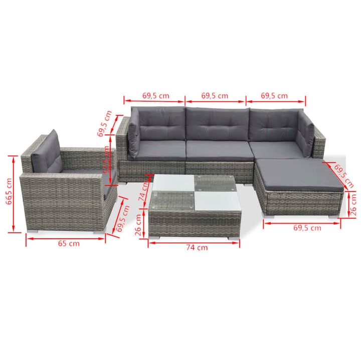 Loungegrupp Med Dynor 6 Delar Konstrotting