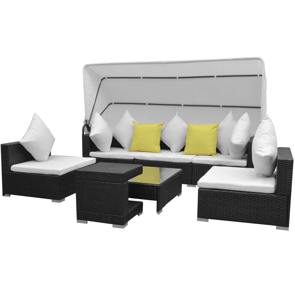 Loungegrupp Med Soltak 7 Delar Konstrotting