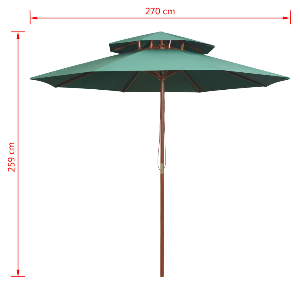 Parasoll Med Två Nivåer 270X270 Cm Trästång
