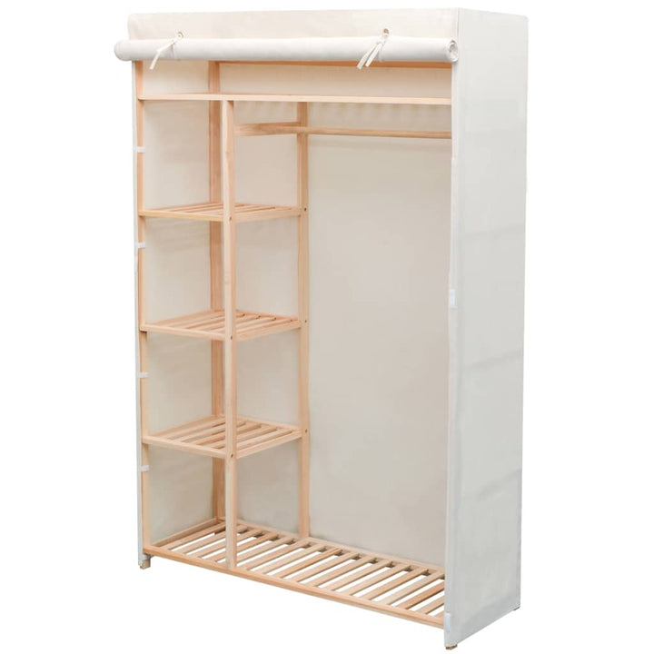 Garderob I Tyg Och Furu 110X40X170 Cm