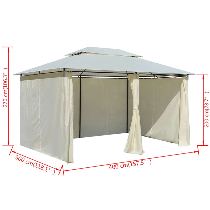 Paviljong Med Draperier 4X3 M Vit