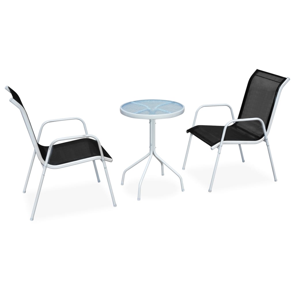 Caféset 3 Delar Stål Svart