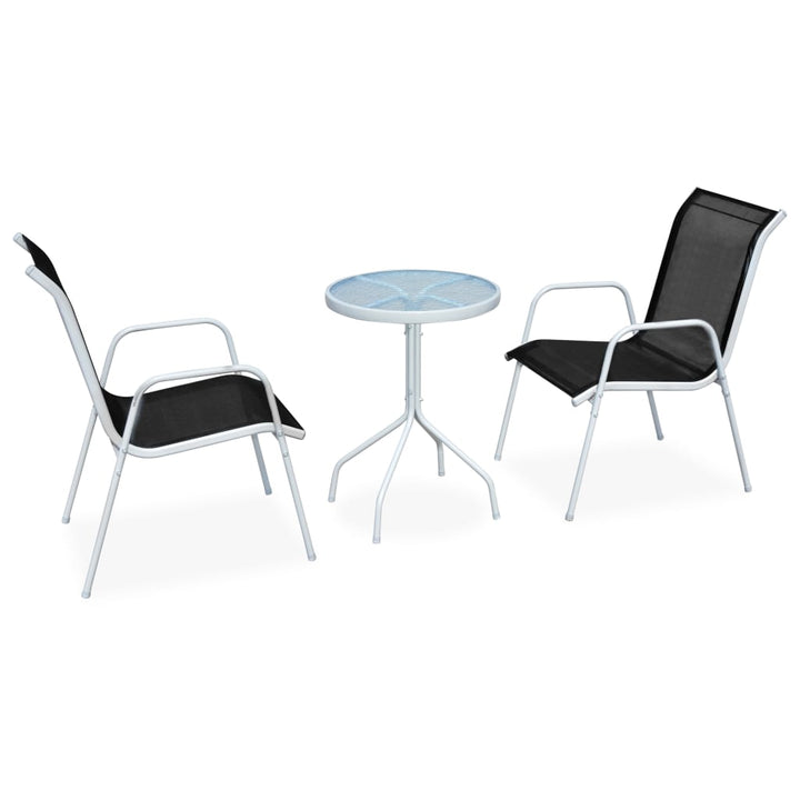 Caféset 3 Delar Stål Svart