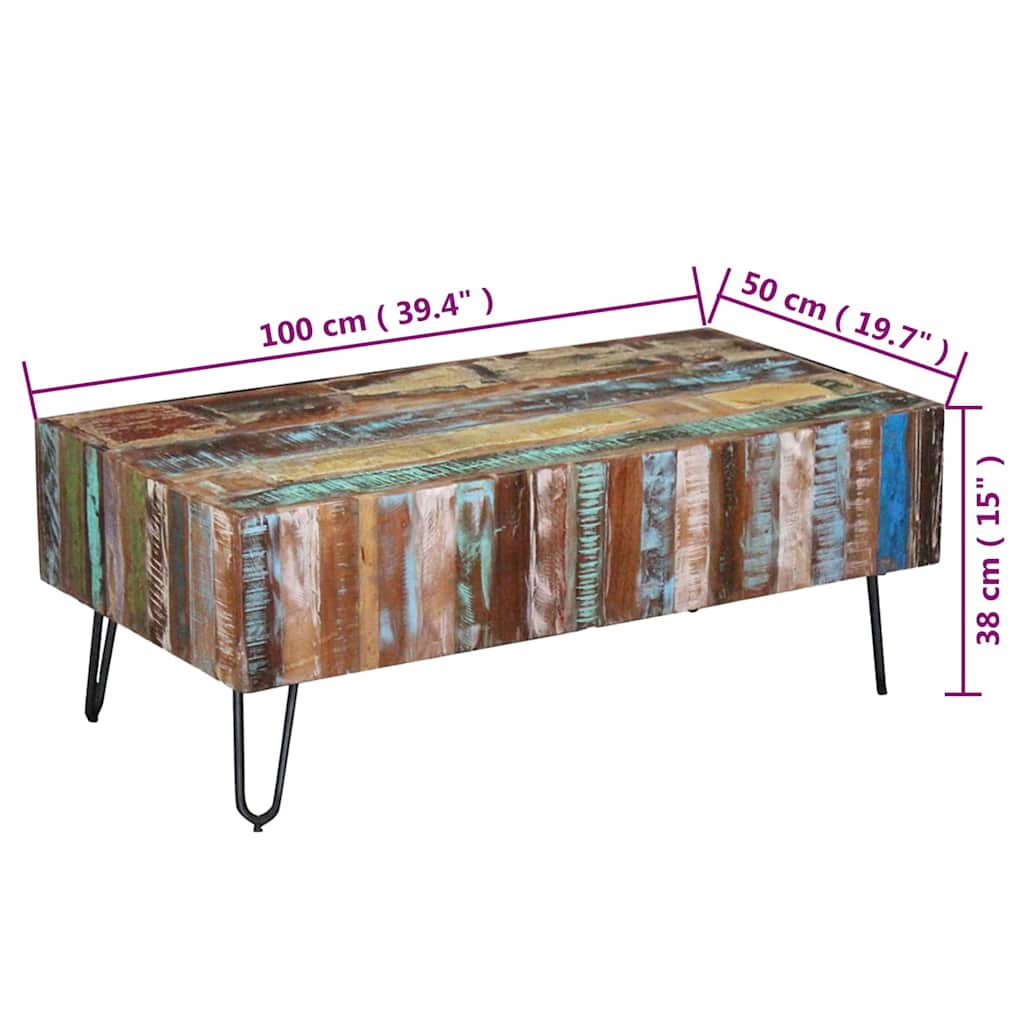 Soffbord Massivt Återvunnet Trä 100X50X38 Cm