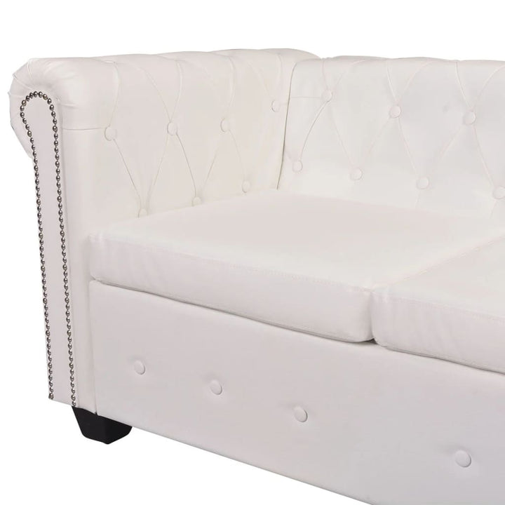 Hörnsoffa 5-Sitsig Chesterfield Konstläder Vit