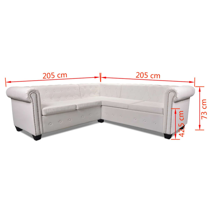 Hörnsoffa 5-Sitsig Chesterfield Konstläder Vit
