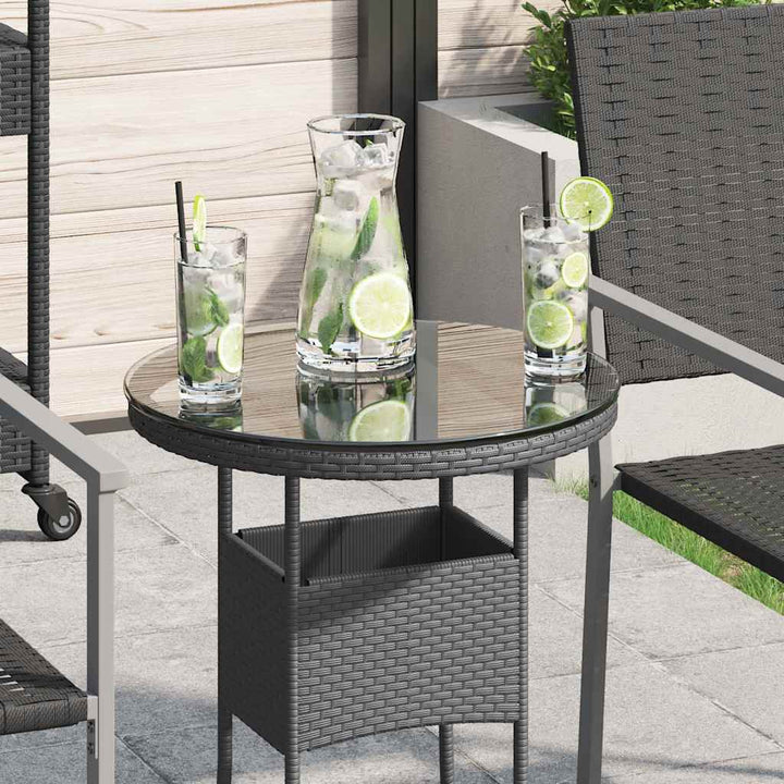 Bordsskiva Svart Ø90X1 Cm Härdat Glas Med Marmortextur
