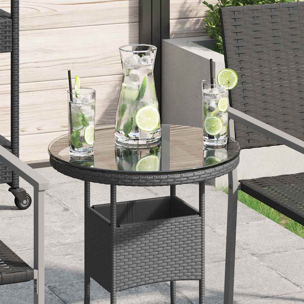 Bordsskiva Svart Ø90X1 Cm Härdat Glas Med Marmortextur