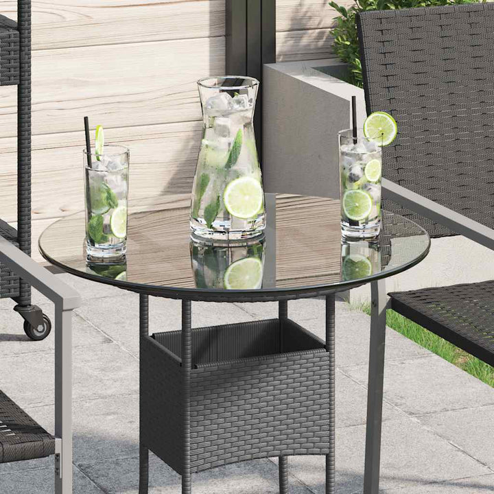 Bordsskiva Svart Ø90X1 Cm Härdat Glas Med Marmortextur
