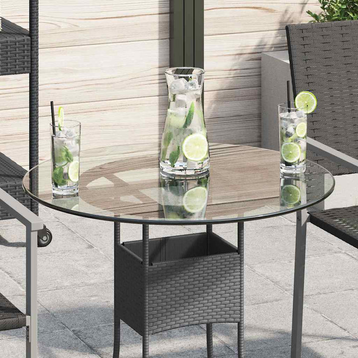 Bordsskiva Svart Ø90X1 Cm Härdat Glas Med Marmortextur