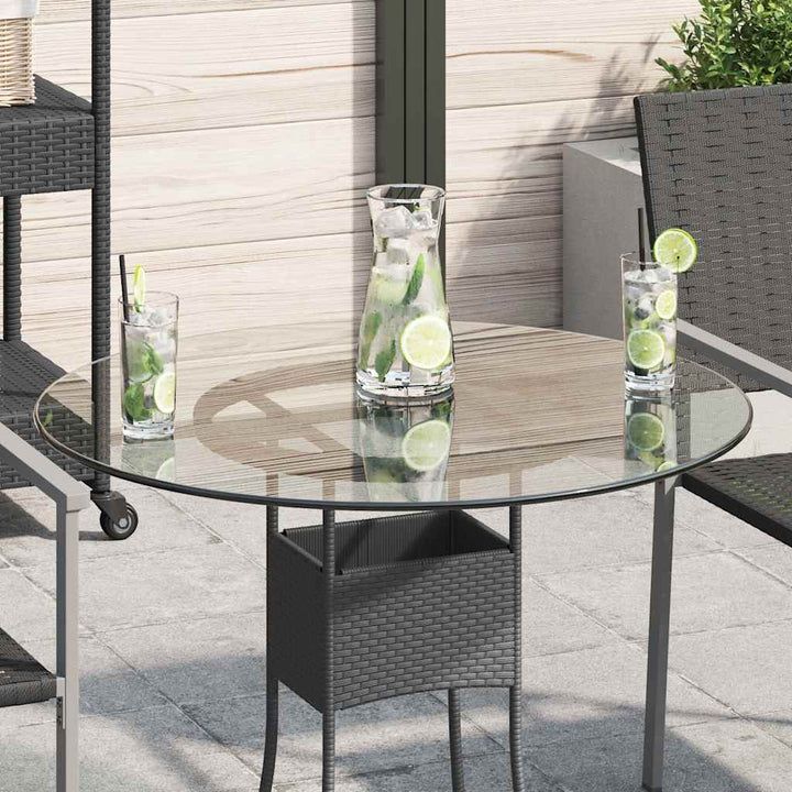 Bordsskiva Svart Ø90X1 Cm Härdat Glas Med Marmortextur