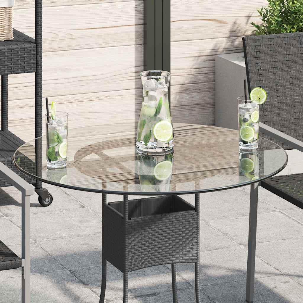 Bordsskiva Svart Ø90X1 Cm Härdat Glas Med Marmortextur