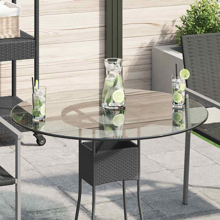Bordsskiva Svart Ø90X1 Cm Härdat Glas Med Marmortextur