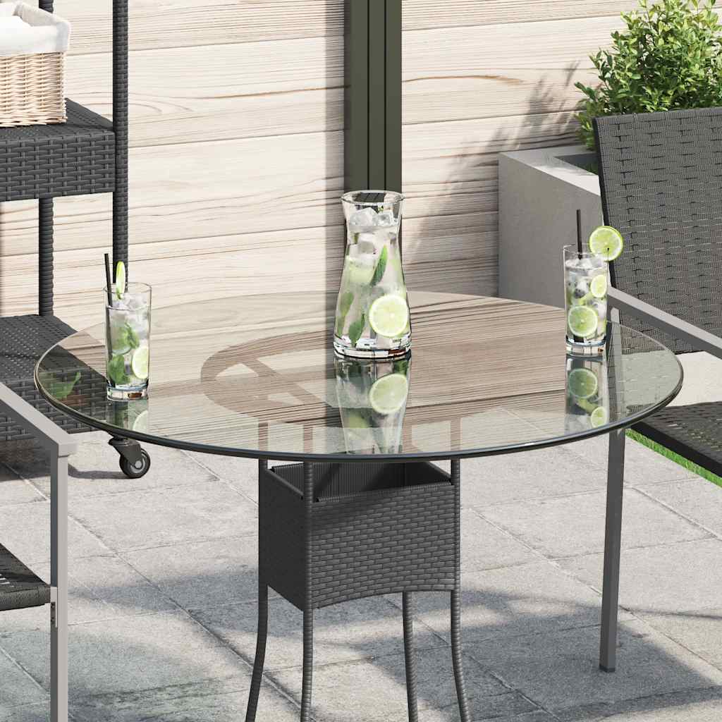 Bordsskiva Svart Ø90X1 Cm Härdat Glas Med Marmortextur