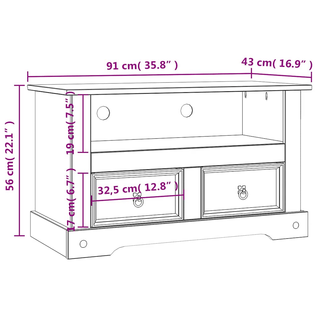 Tv-Bänk Mexikansk Coronastil Furu 91X43X56 Cm