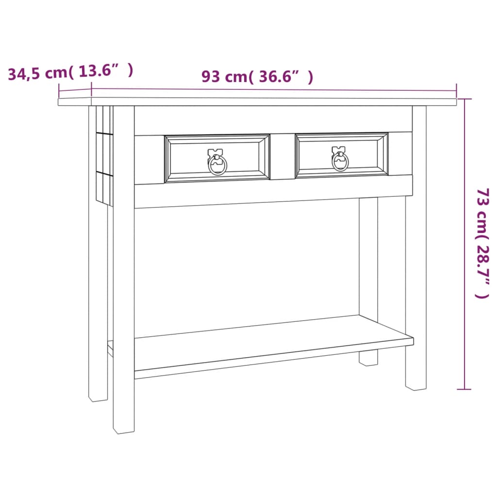 Konsolbord Mexikansk Coronastil Furu 93X34,5X73 Cm