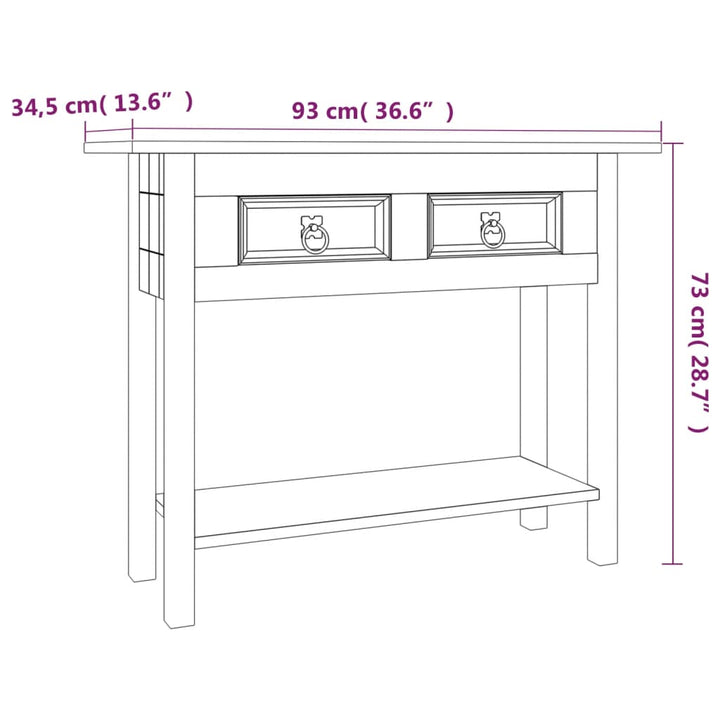 Konsolbord Mexikansk Coronastil Furu 93X34,5X73 Cm