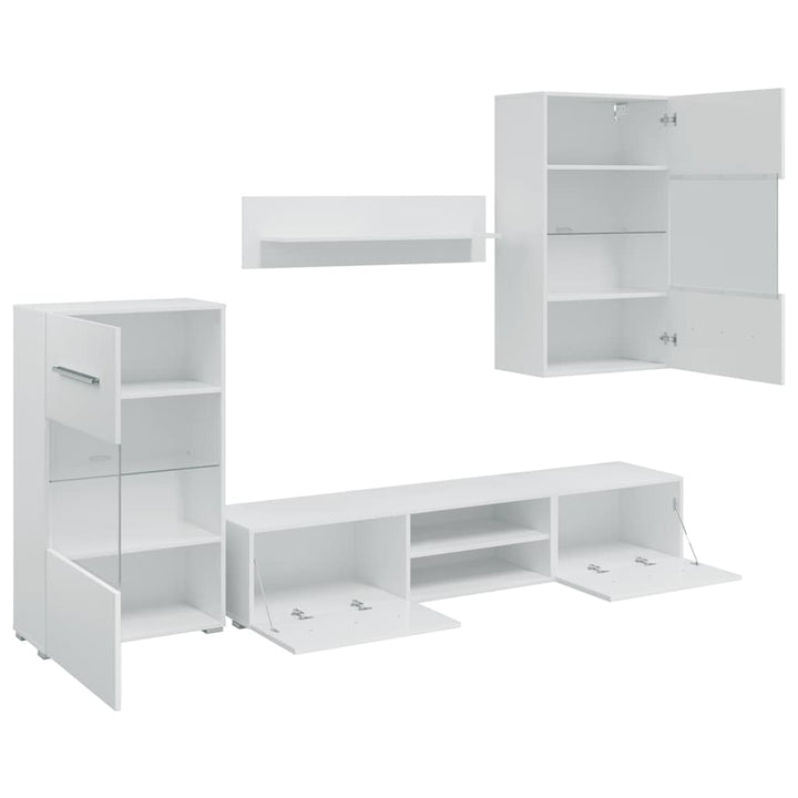 Tv-Möbel Med Rinskåp Och Led 5 Delar