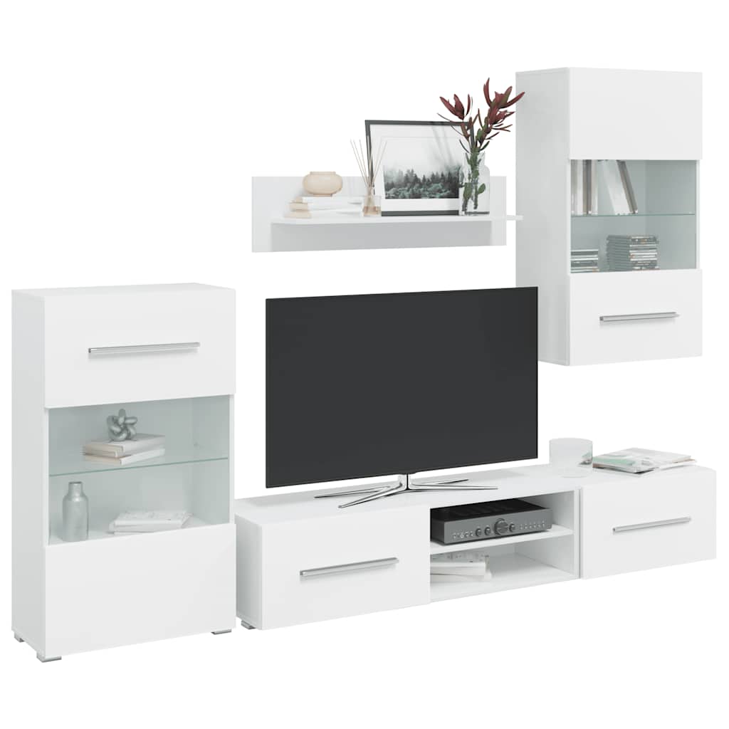 Tv-Möbel Med Rinskåp Och Led 5 Delar