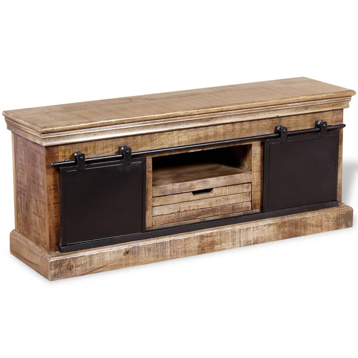 Tv-Bänk Med 2 Skjutdörrar Massivt Mangoträ 110X30X45 Cm