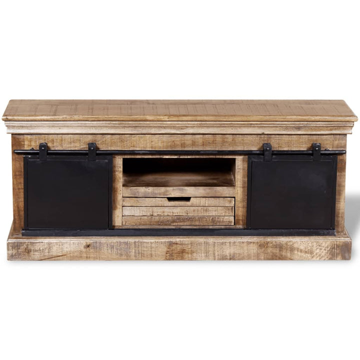 Tv-Bänk Med 2 Skjutdörrar Massivt Mangoträ 110X30X45 Cm