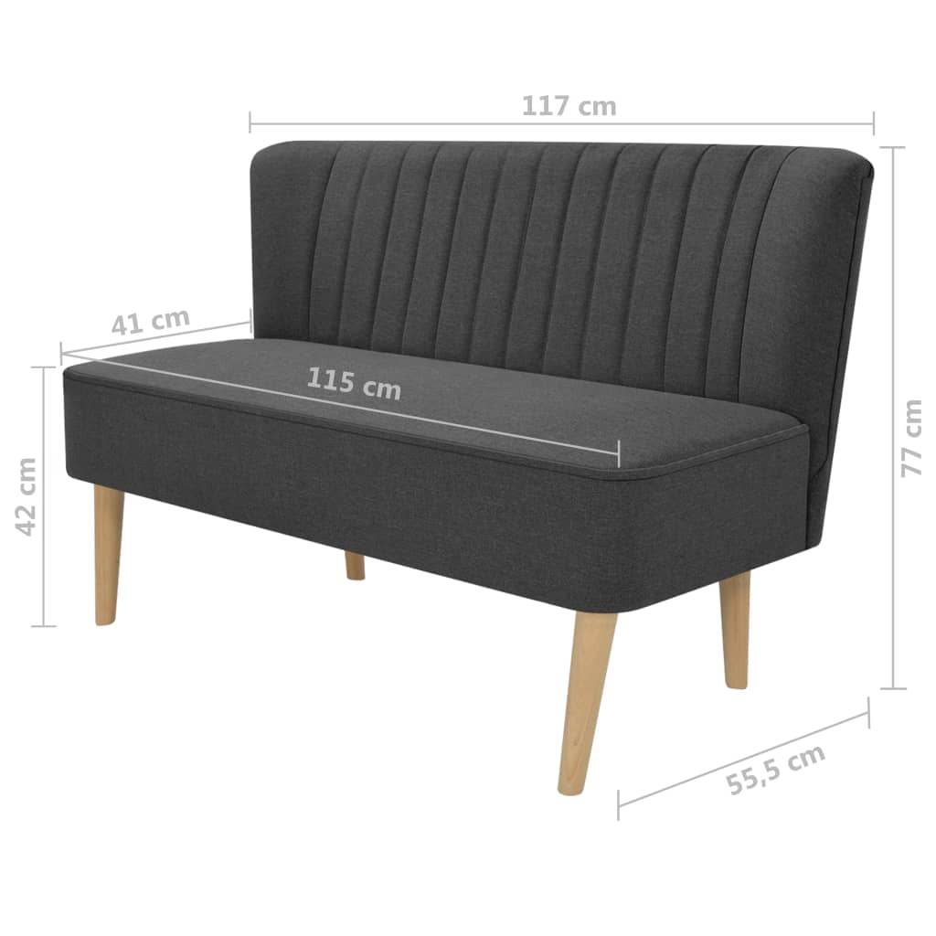 Soffa Tyg 117X55,5X77 Cm Mörkgrå