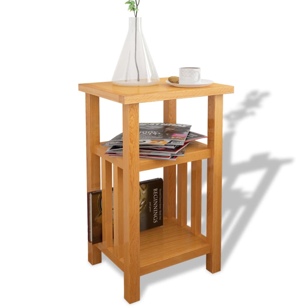 Sidobord Med Tidningshylla 27X35X55 Cm Massiv Ek