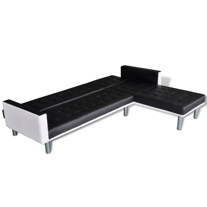 L-Formad Bäddsoffa Konstläder Svart