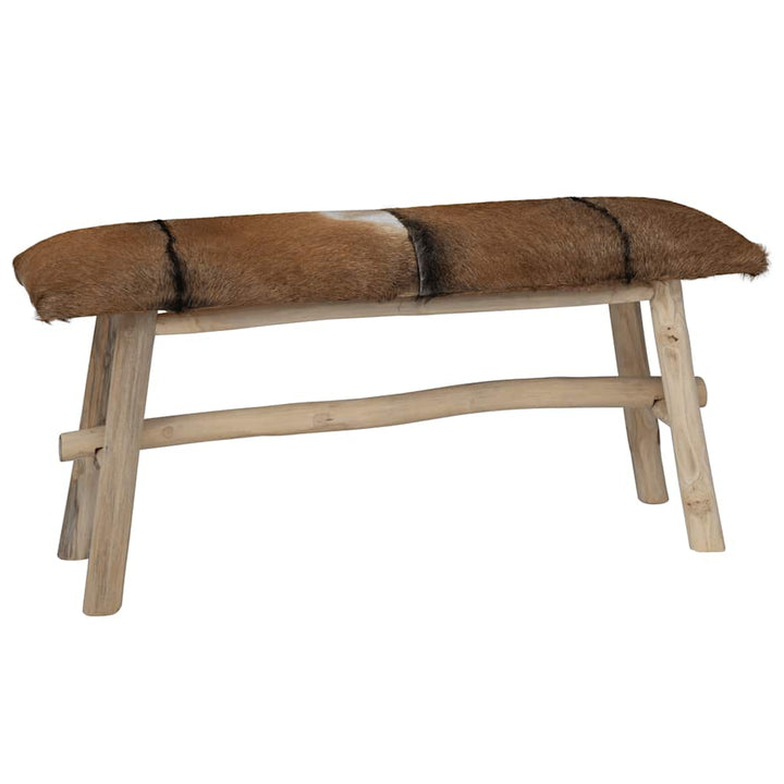 Bänk Getskinnsläder Teak
