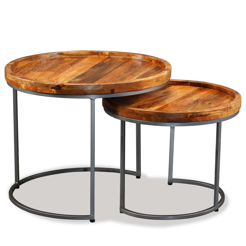 Sidobord 2 St Massivt Mangoträ