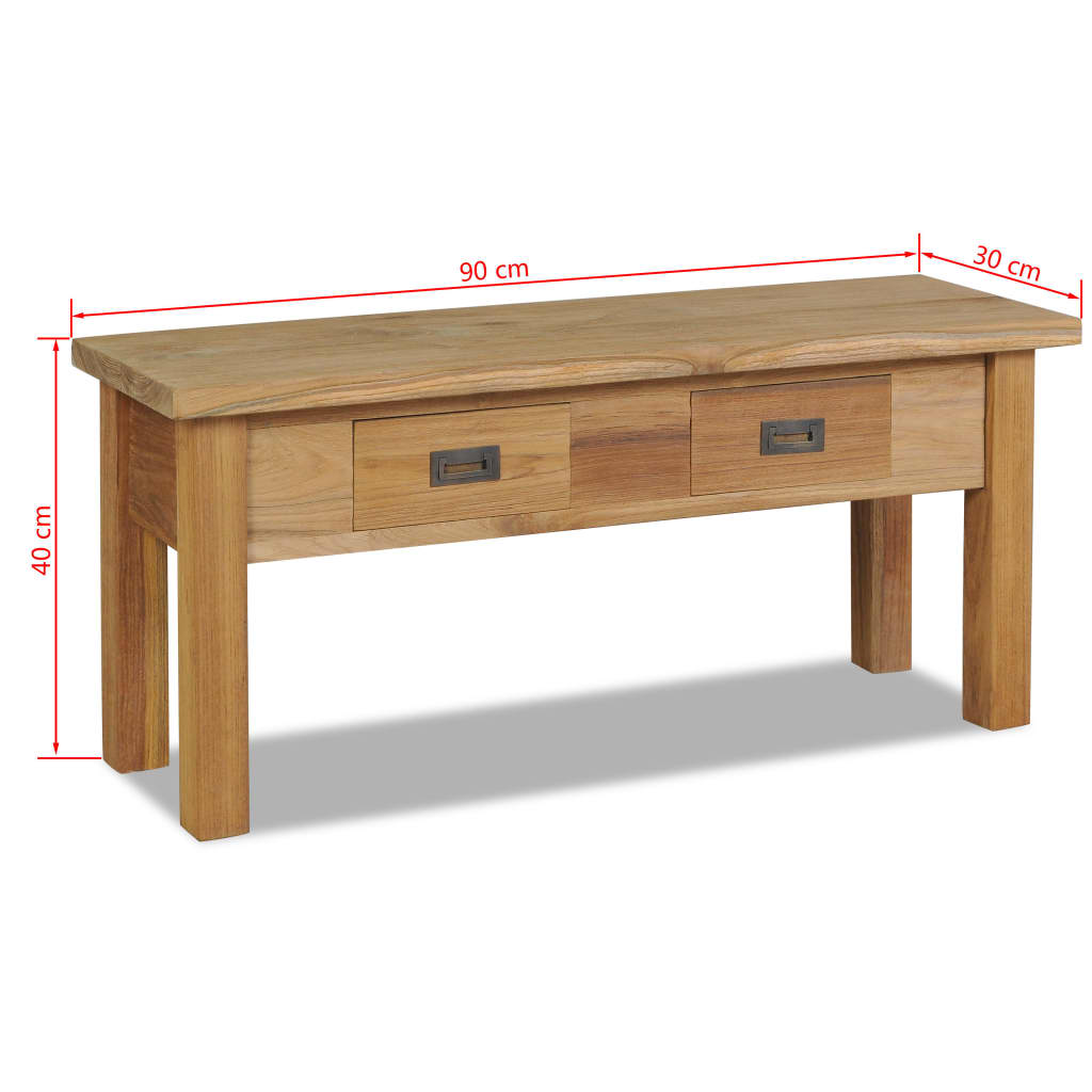Hallbänk I Massiv Teak 90X30X40 Cm