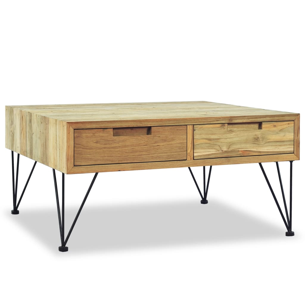 Soffbord 80X80X40 Cm Massivt Teakträ